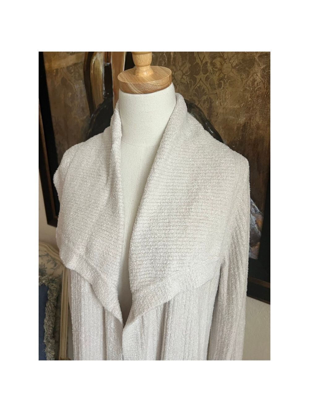 NWT Barefoot Dreams Ribbed Drape Cardigan L Almond